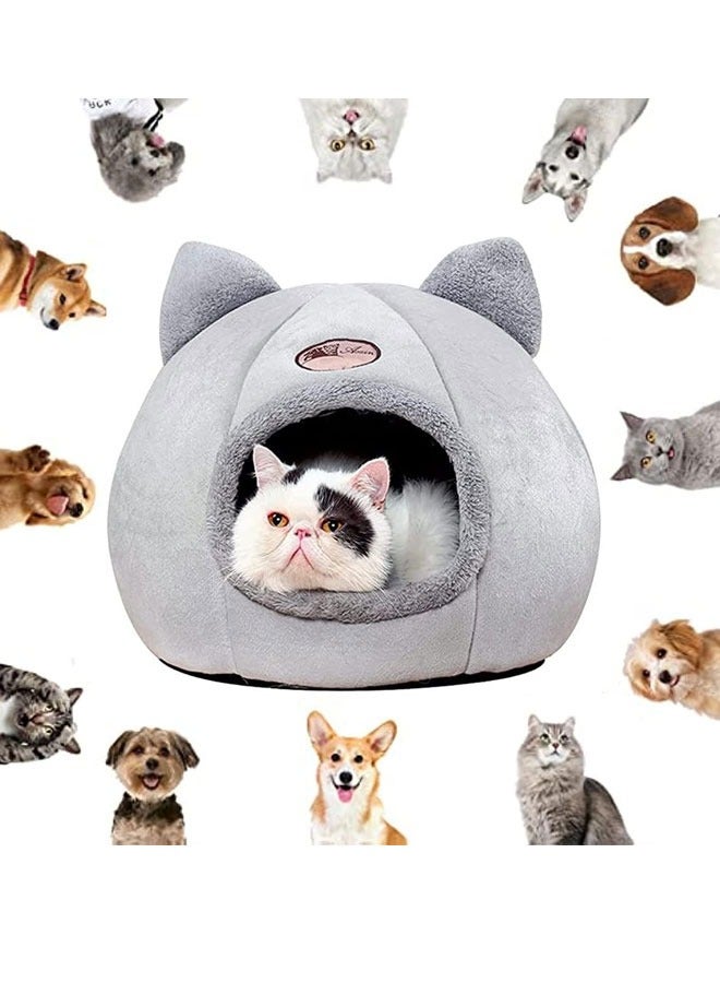 سرير قطط كبير على شكل كهف 2 في 1 مع وسادة قابلة للإزالة والغسيل، مع سرير دافئ وناعم مريح للقطط والكلاب. منزل للراحة ونوم القطط في شكل كهف (حجم كبير). - Image 1